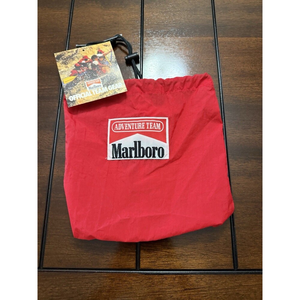 🔥Vintage Unisex Marlboro Adventure Team Drawstring Bag Red- W New Vtg TAGS